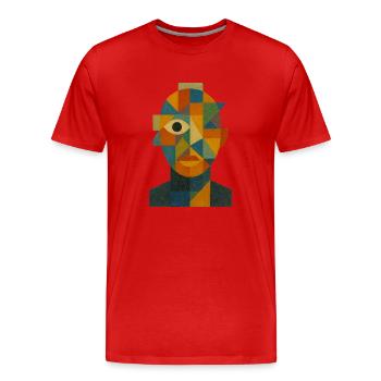 Abstraktes Gesicht - Männer Premium Bio T-Shirt - Rot - Vorne - Damien (186cm)