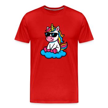 unicorn wolke - Männer Premium Bio T-Shirt - Rot - Vorne - Damien (186cm)