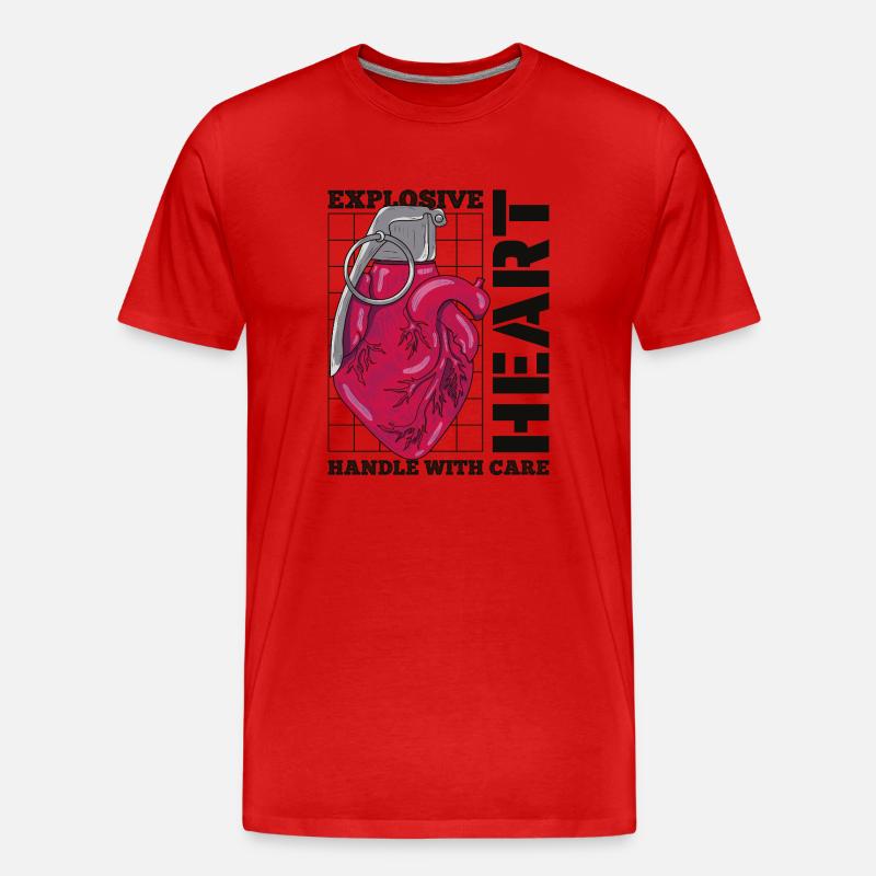 Exploding Heart - Men's Premium Organic T-Shirt - red