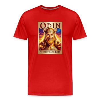 Odin. - Männer Premium Bio T-Shirt - Rot - Vorne - Damien (186cm)