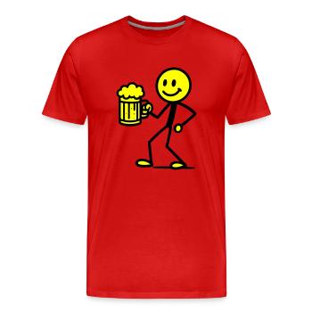 Bière Stick Figure - T-shirt bio Premium Homme - rouge - Devant - Damien (186cm)
