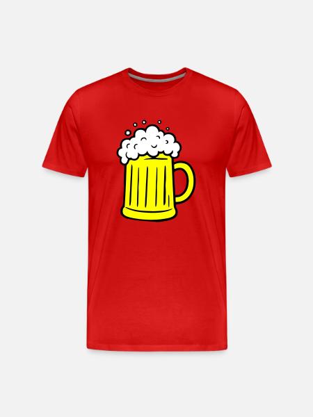 Bier Comic Bierglas - Männer Premium Bio T-Shirt - Rot