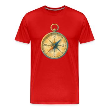 Boussole Aquarelle - T-shirt bio Premium Homme - rouge - Devant - Damien (186cm)