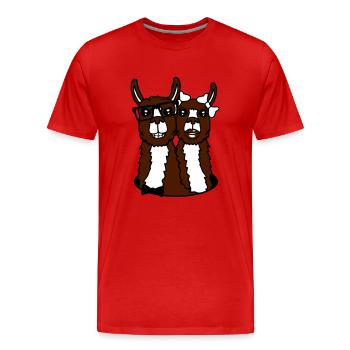 hole faces head love in love couple couples f - Men's Premium Organic T-Shirt - red - Front - Damien (186cm)