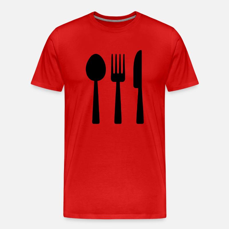 Besteck - Männer Premium Bio T-Shirt - Rot