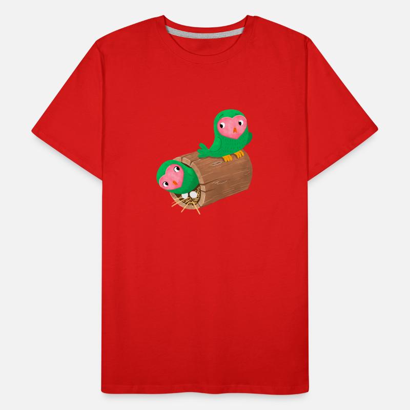 Nidification oiseaux de visage de pêche dans un journal T-shirt bio Premium Homme