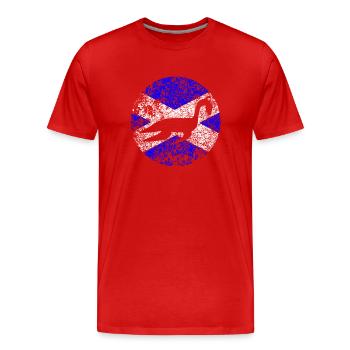 Drapeau écossais du monstre du Loch Ness - T-shirt bio Premium Homme - rouge - Devant - Damien (186cm)