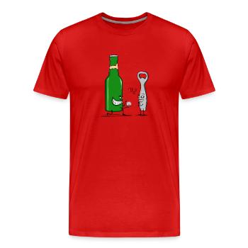 Beer Romance - Men's Premium Organic T-Shirt - red - Front - Damien (186cm)
