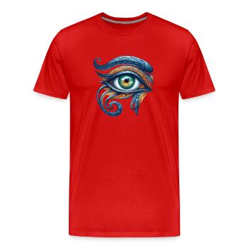 Calamaya - Eye of Horus - Udjat Eye - Men's Premium Organic T-Shirt - red - Front - Damien (186cm)
