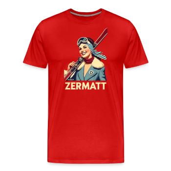 Ski rétro style de vie design vintage Zermatt Edition - T-shirt bio Premium Homme - rouge - Devant - Damien (186cm)