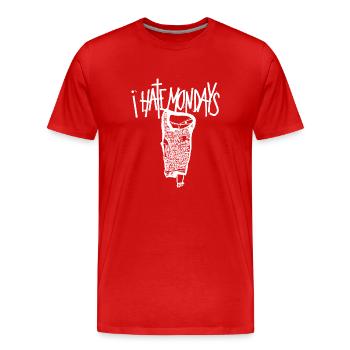 Montag Ich hasse Montage Ich hasse Montage - Männer Premium Bio T-Shirt - Rot - Vorne - Damien (186cm)