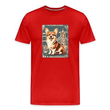 Corgy Tower Bridge London - Männer Premium Bio T-Shirt - Rot - Vorne - Damien (186cm)