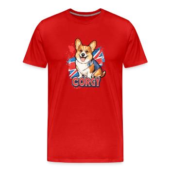 Corgy Union Jack Flag UK England Dog - Men's Premium Organic T-Shirt - red - Front - Damien (186cm)
