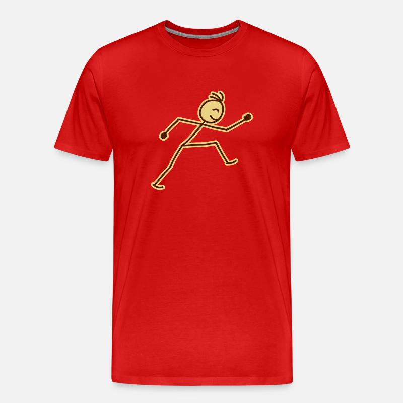 walking_stick_figure_2c - Männer Premium Bio T-Shirt - Rot