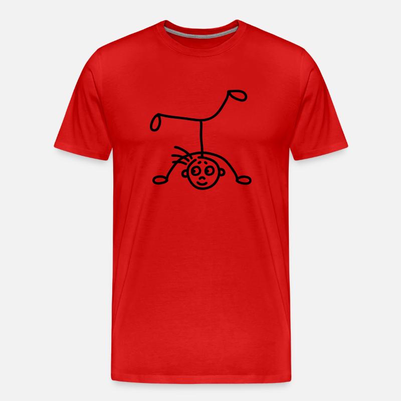 Strichmännchen Kopfstand - Männer Premium Bio T-Shirt - Rot
