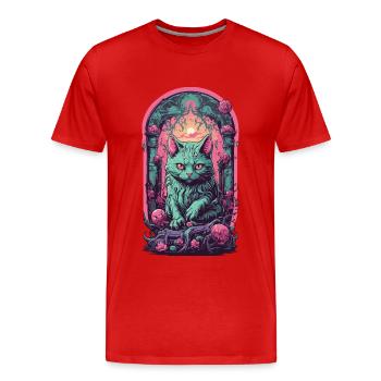 Gloomy Gothic Cat Halloween Aesthetic Cats - Men's Premium Organic T-Shirt - red - Front - Damien (186cm)