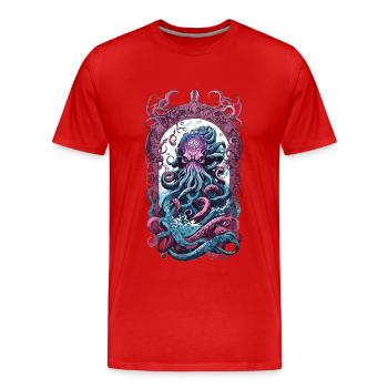 Kraken Goth Pastel occulte Halloween monstres marins - T-shirt bio Premium Homme - rouge - Devant - Damien (186cm)
