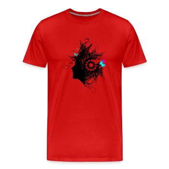 Woman with butterflies art motive black - Men's Premium Organic T-Shirt - red - Front - Damien (186cm)