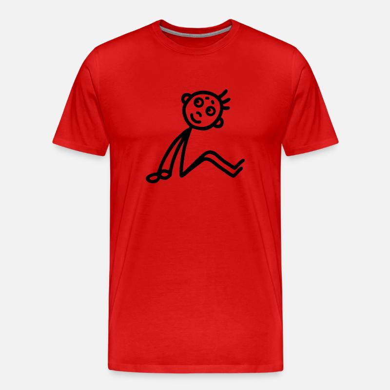 Männchen sitzend - Männer Premium Bio T-Shirt - Rot