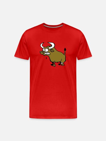 Wütender Stier - Männer Premium Bio T-Shirt - Rot