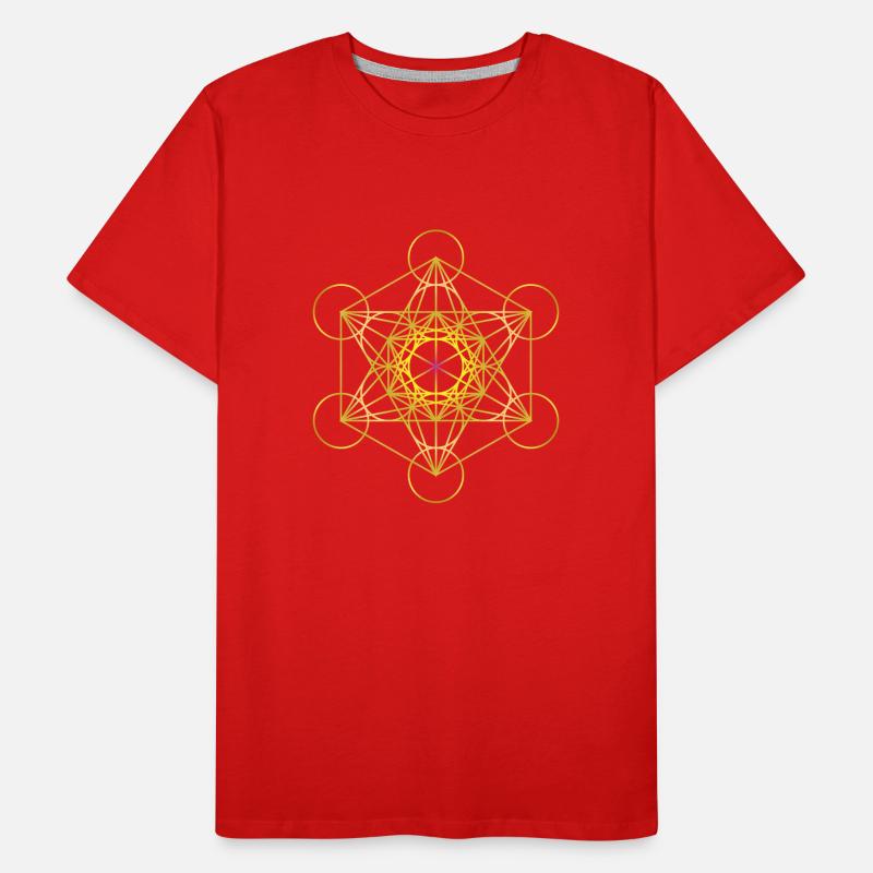 Cube de Metatron en or avec un centre rose T-shirt bio Premium Homme