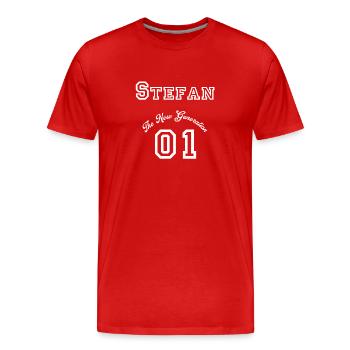 Vorname: Stefan - "The New Generation", Weiß - Männer Premium Bio T-Shirt - Rot - Vorne - Damien (186cm)