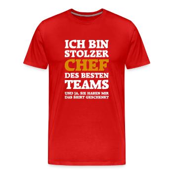 Stolzer Chef - Bestes Team - Männer Premium Bio T-Shirt - Rot - Vorne - Damien (186cm)