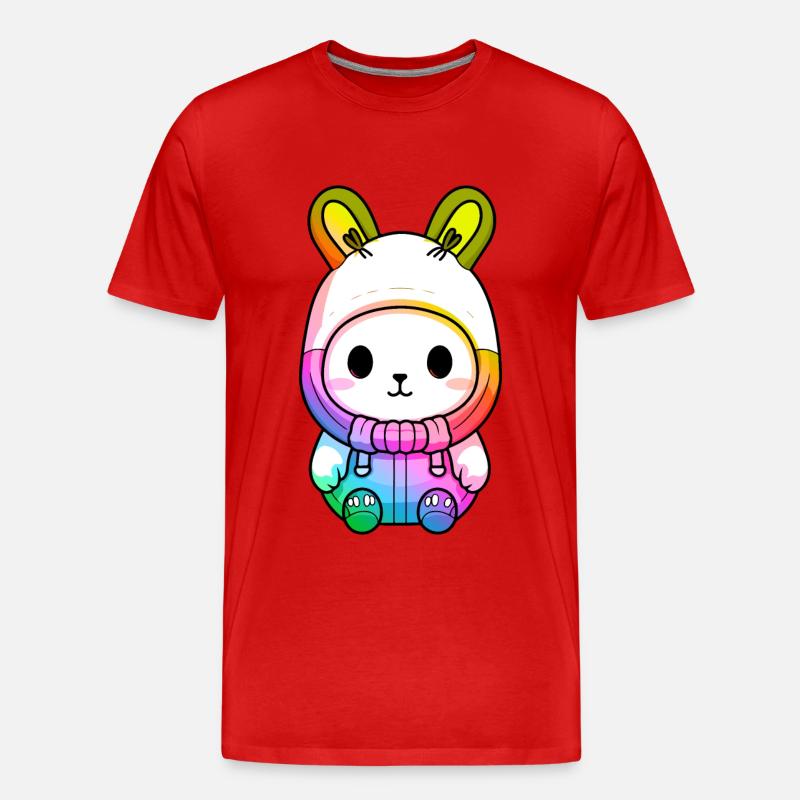 Hase Winter Tier Bunt Comic - Männer Premium Bio T-Shirt - Rot