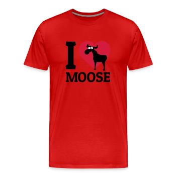 I love Moose - Männer Premium Bio T-Shirt - Rot - Vorne - Damien (186cm)