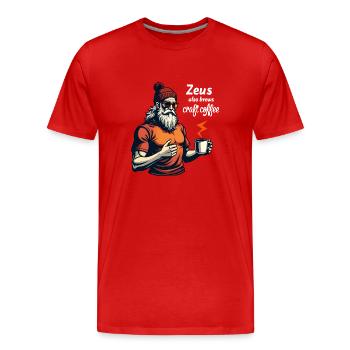 Zeus also brews craft coffee! - Männer Premium Bio T-Shirt - Rot - Vorne - Damien (186cm)