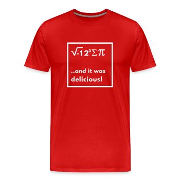 Math Gag - J’ai mangé de la tarte drôle - T-shirt bio Premium Homme - rouge - Devant - Damien (186cm)
