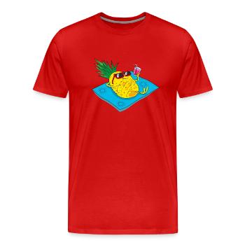 Ananas sur la plage - T-shirt bio Premium Homme - rouge - Devant - Damien (186cm)