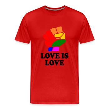 Love is love - T-shirt bio Premium Homme - rouge - Devant - Damien (186cm)