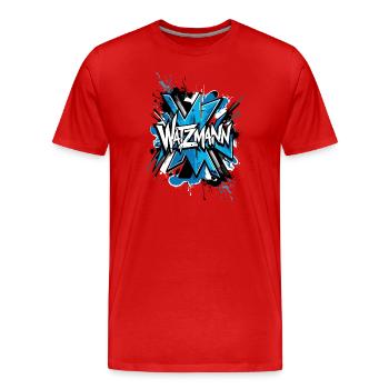 Watzmann Graffiti in Blue - Design for Trendsetters - Men's Premium Organic T-Shirt - red - Front - Damien (186cm)