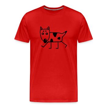 Lustiger Hund - Pitbull - Männer Premium Bio T-Shirt - Rot - Vorne - Damien (186cm)