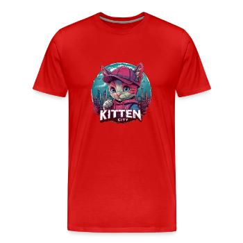 Urban Kitten Town Chic : Styles à la mode - T-shirt bio Premium Homme - rouge - Devant - Damien (186cm)