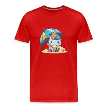 Plaisir de la crème glacée - rafraîchissant différent - T-shirt bio Premium Homme - rouge - Devant - Damien (186cm)