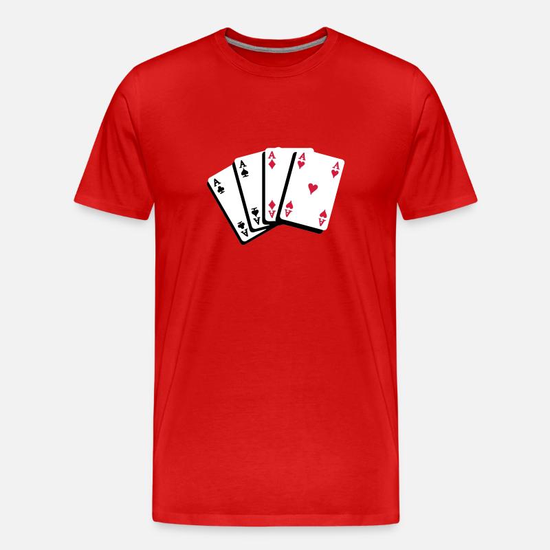 Poker Kartenfächer Asse - Männer Premium Bio T-Shirt - Rot