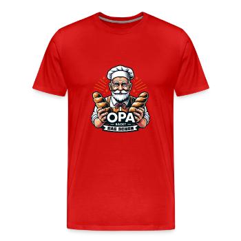 Opa backt das schon - Bäcker mit Broten - Männer Premium Bio T-Shirt - Rot - Vorne - Damien (186cm)