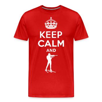 Keep Calm - Biathlon - T-shirt bio Premium Homme - rouge - Devant - Damien (186cm)