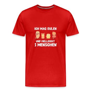 Nachteule Eule Eulen Vogel - Männer Premium Bio T-Shirt - Rot - Vorne - Damien (186cm)