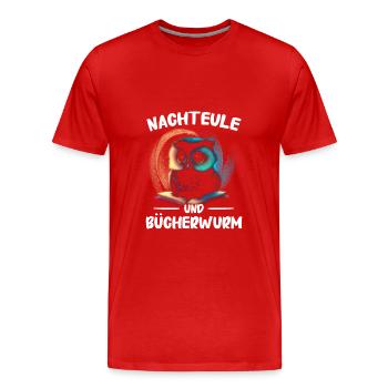 Nachteule Eule Eulen Vogel - Männer Premium Bio T-Shirt - Rot - Vorne - Damien (186cm)
