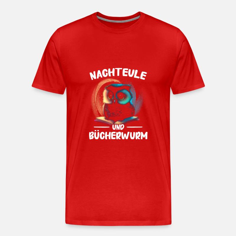 Nachteule Eule Eulen Vogel - Männer Premium Bio T-Shirt - Rot