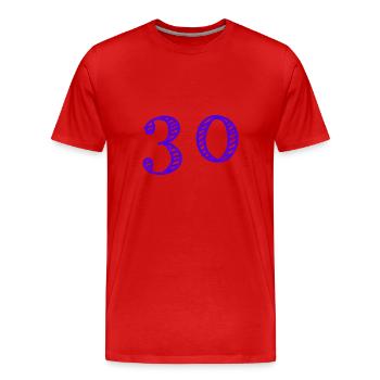 30 JAHRE. 30-JÄHRIGES JUBILÄUM. GEBURTSTAG 30 JAHRE. 30 - Männer Premium Bio T-Shirt - Rot - Vorne - Damien (186cm)