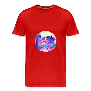 paysage cristallinser nature 2 - T-shirt bio Premium Homme - rouge - Devant - Damien (186cm)
