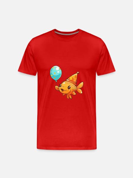 Goldfish Birthday Comic - Men's Premium Organic T-Shirt - red