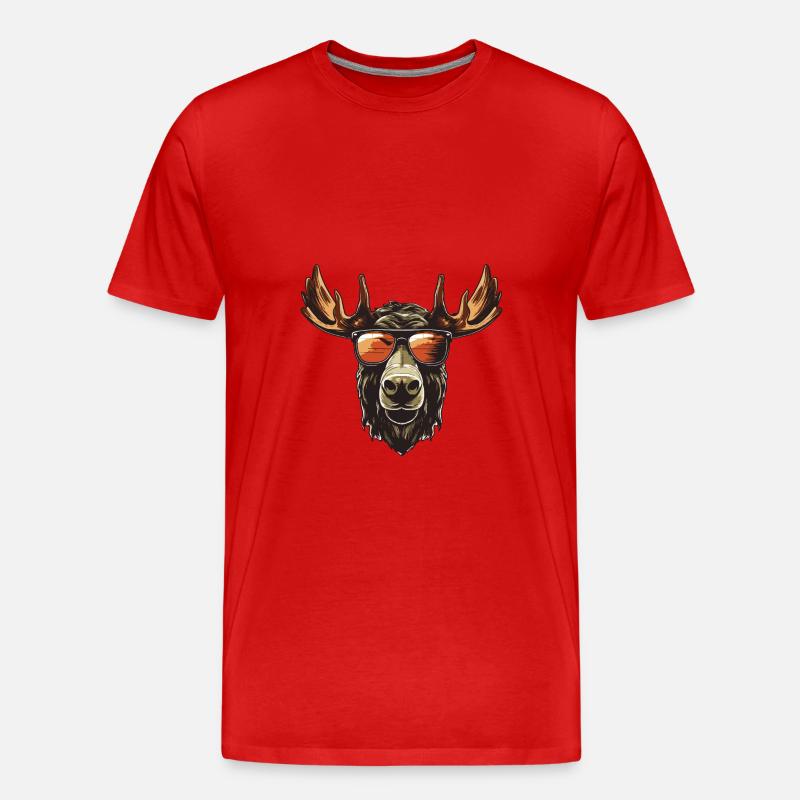 Elch Cool Kopf Party - Männer Premium Bio T-Shirt - Rot