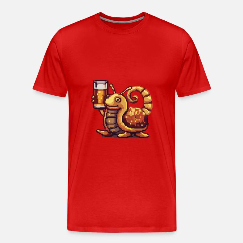 Schnecke Bier Pixel - Männer Premium Bio T-Shirt - Rot