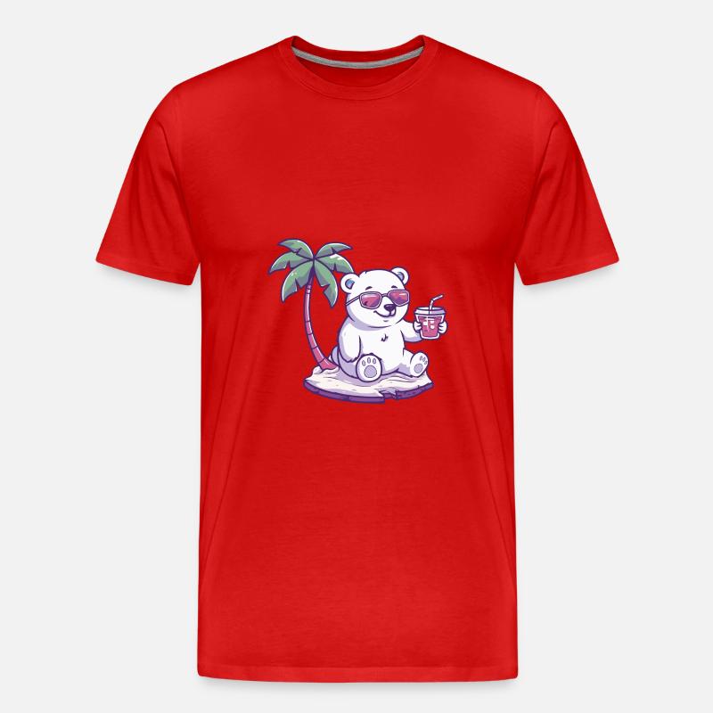 Eisbär Sommer Strand Comic - Männer Premium Bio T-Shirt - Rot