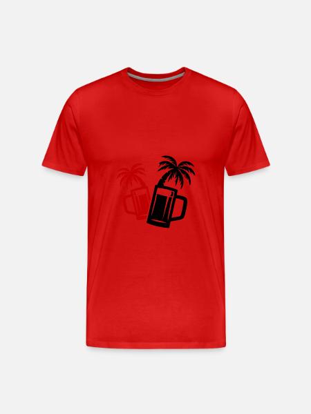 Beer Beach Palm Trees - Men's Premium Organic T-Shirt - red
